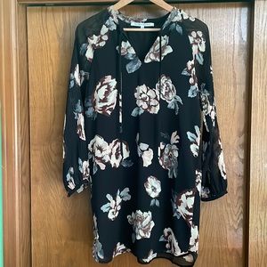 Collective Concepts Shift dress, black with floral print, XS